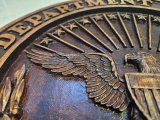 Hand carved Department of War Seal, Brown background