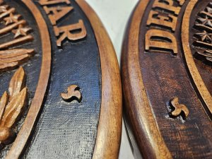 Hand carved Department of War Seal, Brown background