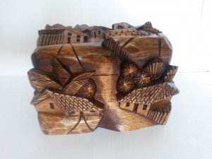 Carved Wooden Chest - small