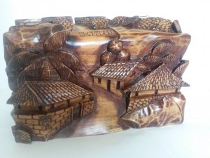 Carved Wooden Chest - medium