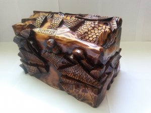 Carved Wooden Chest - medium